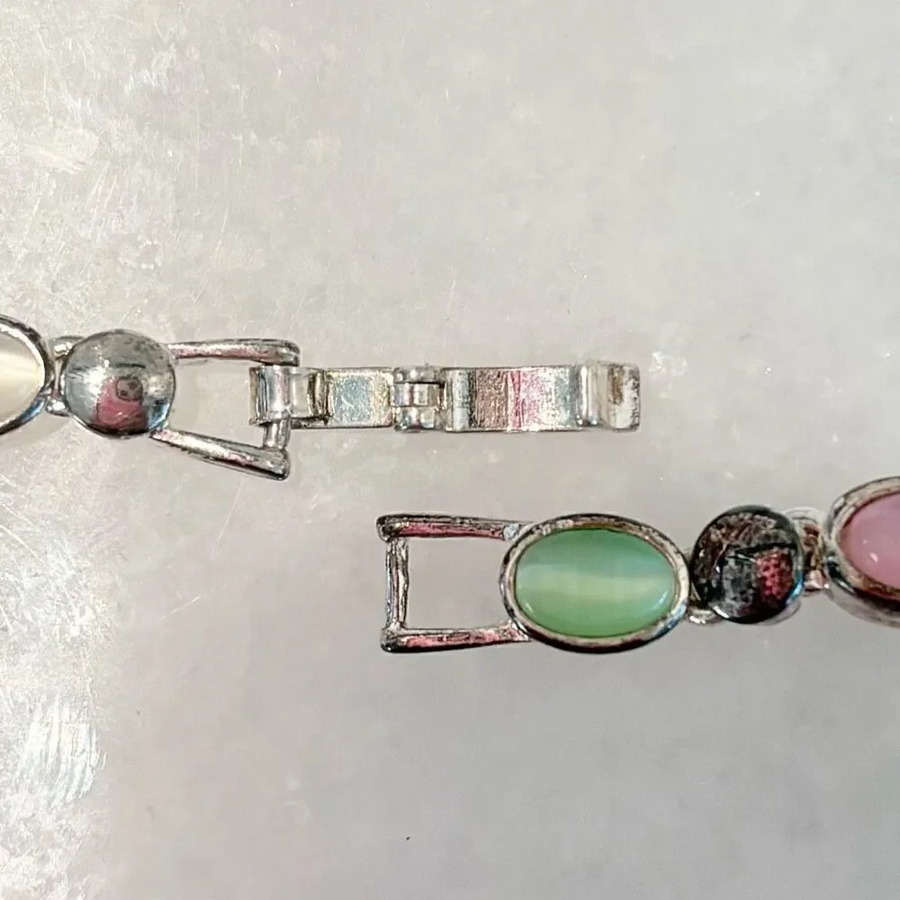 NWT Premier Designs Oval Cats Eye Glass Cabochons Parfait Bracelet Multicolor OS